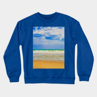 Sand beach wavy sea and cloud sky 1b Crewneck Sweatshirt